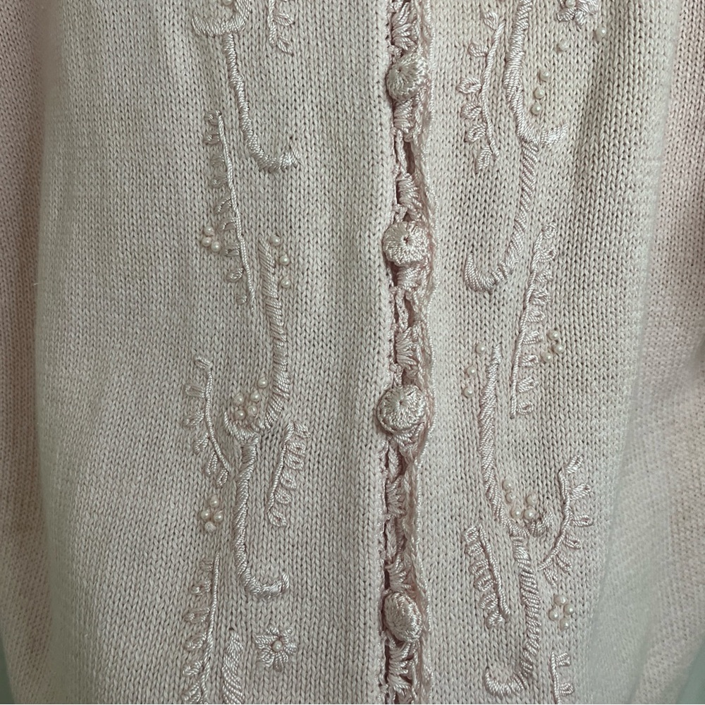 Venezia Light Pink Women's Cardigan Large Embroidered Detail Long Sleeve - Picture 6 of 15